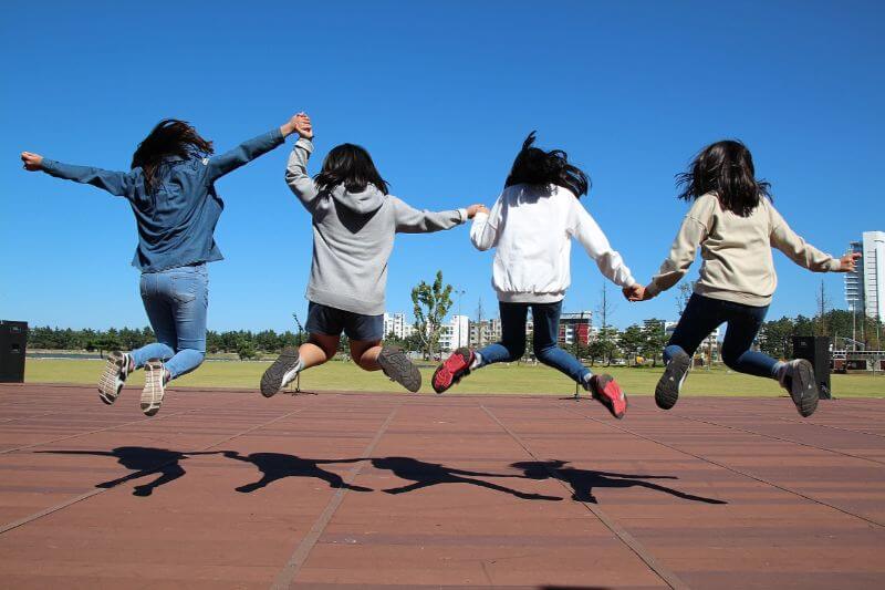 Children’s Feet - School children jumping