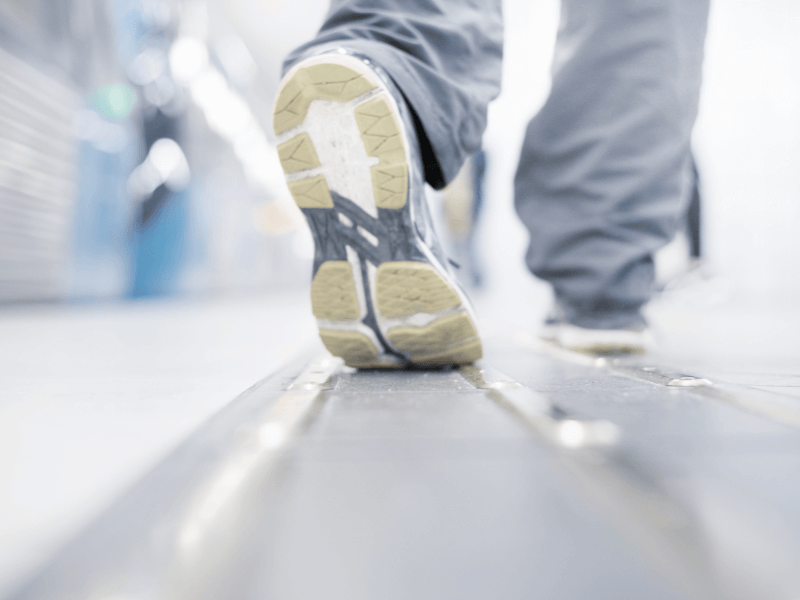 person with foot drop finding it difficult to lift the front of their foot